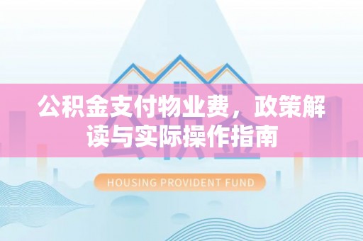 兴文公积金支付物业费，政策解读与实际操作指南